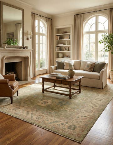 10' 3 x 13' 10 Hand Knotted Oushak Wool Rug