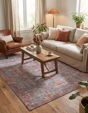 Antique Blue Washable Nostalgia Rug