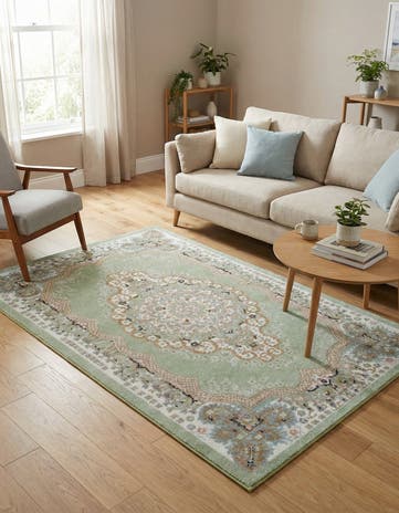 Light Green Kamala Washable Rug