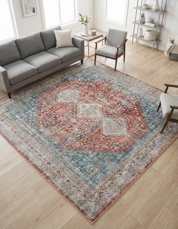 Red Newport Square Rug