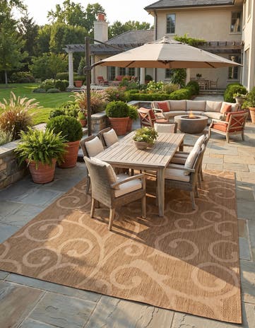 9' x 12' Easy-Clean Botanical Indoor / Outdoor Rug