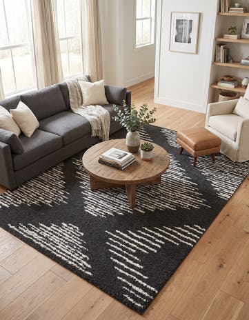 Black and White Serenity Shag Rug