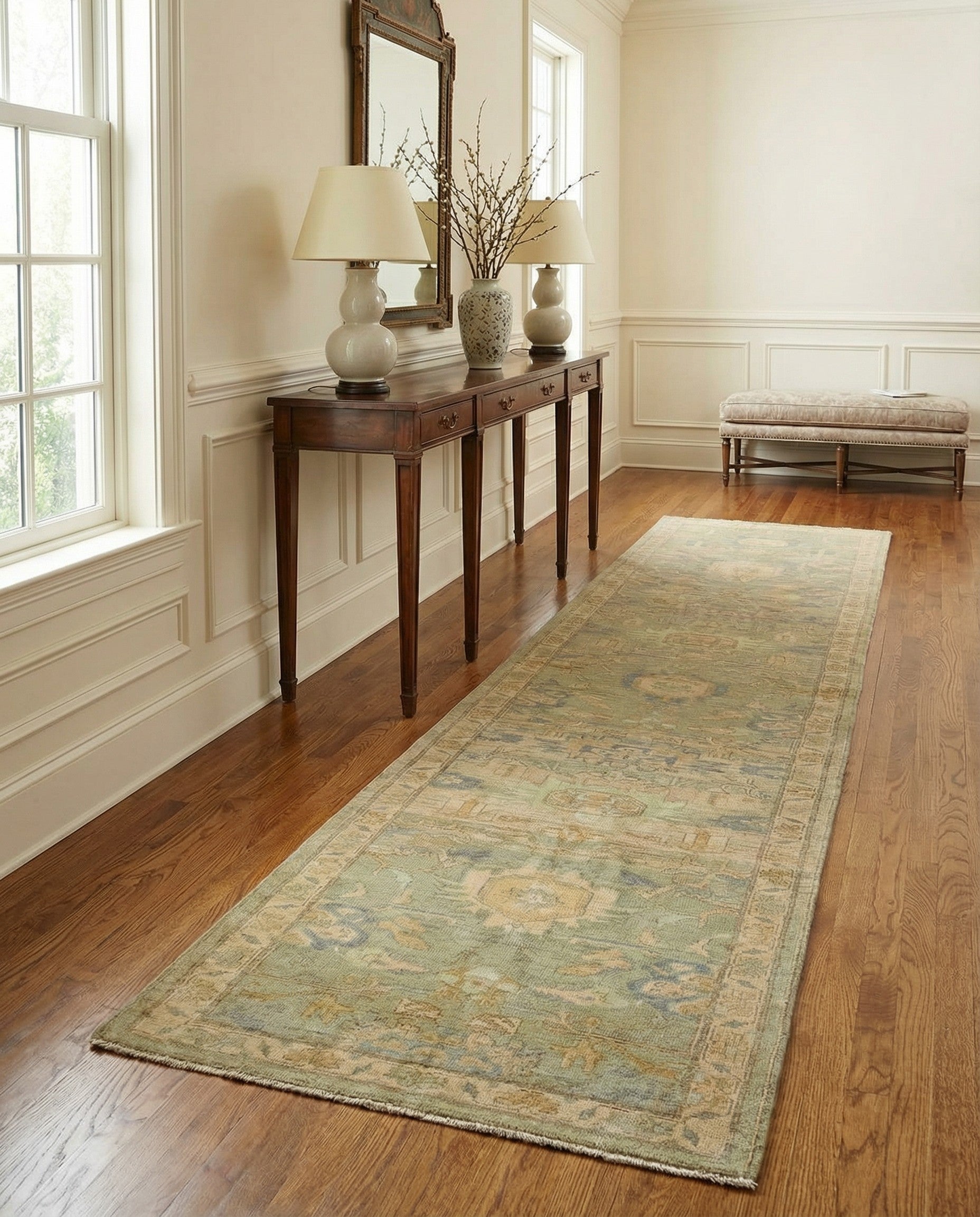 2' 10 x 14' 9 Hand Knotted Oushak Wool Runner Rug