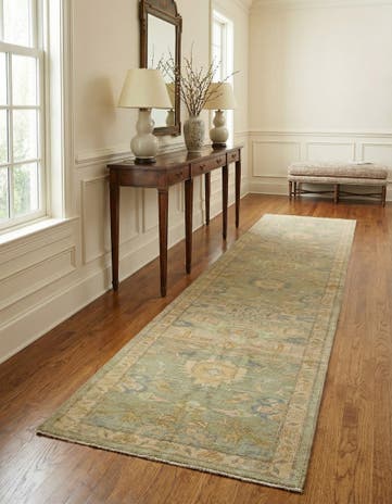 2' 10 x 14' 9 Hand Knotted Oushak Wool Runner Rug