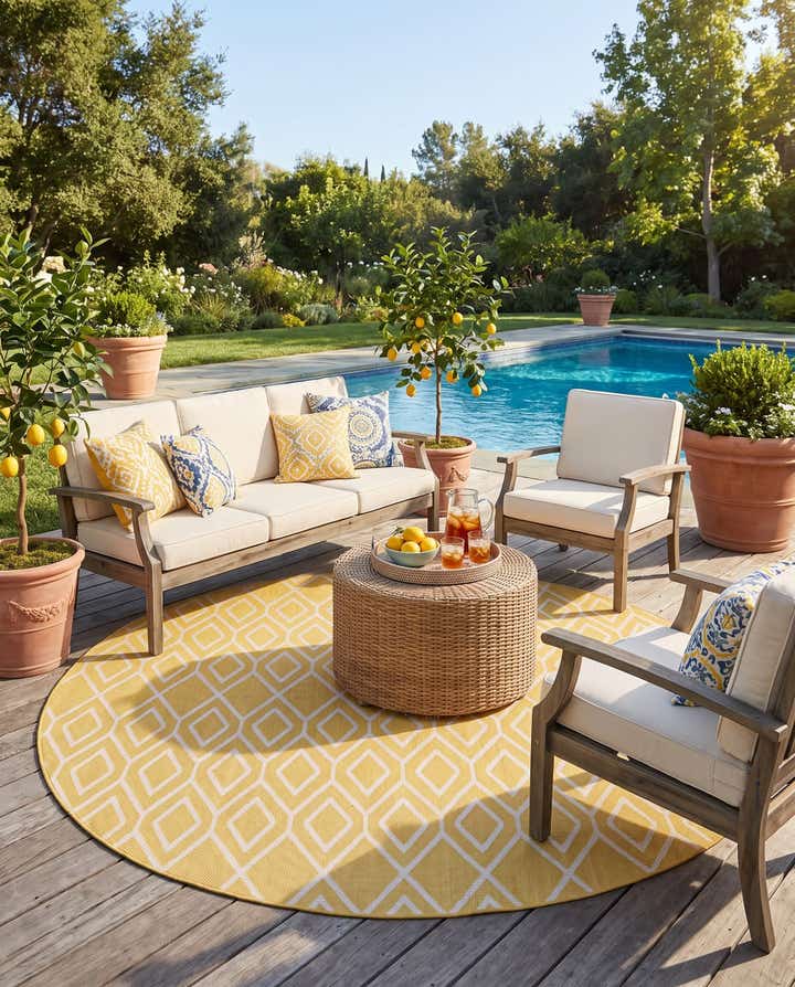 7' x 7' Easy-Clean Jill Zarin Indoor / Outdoor Round Rug
