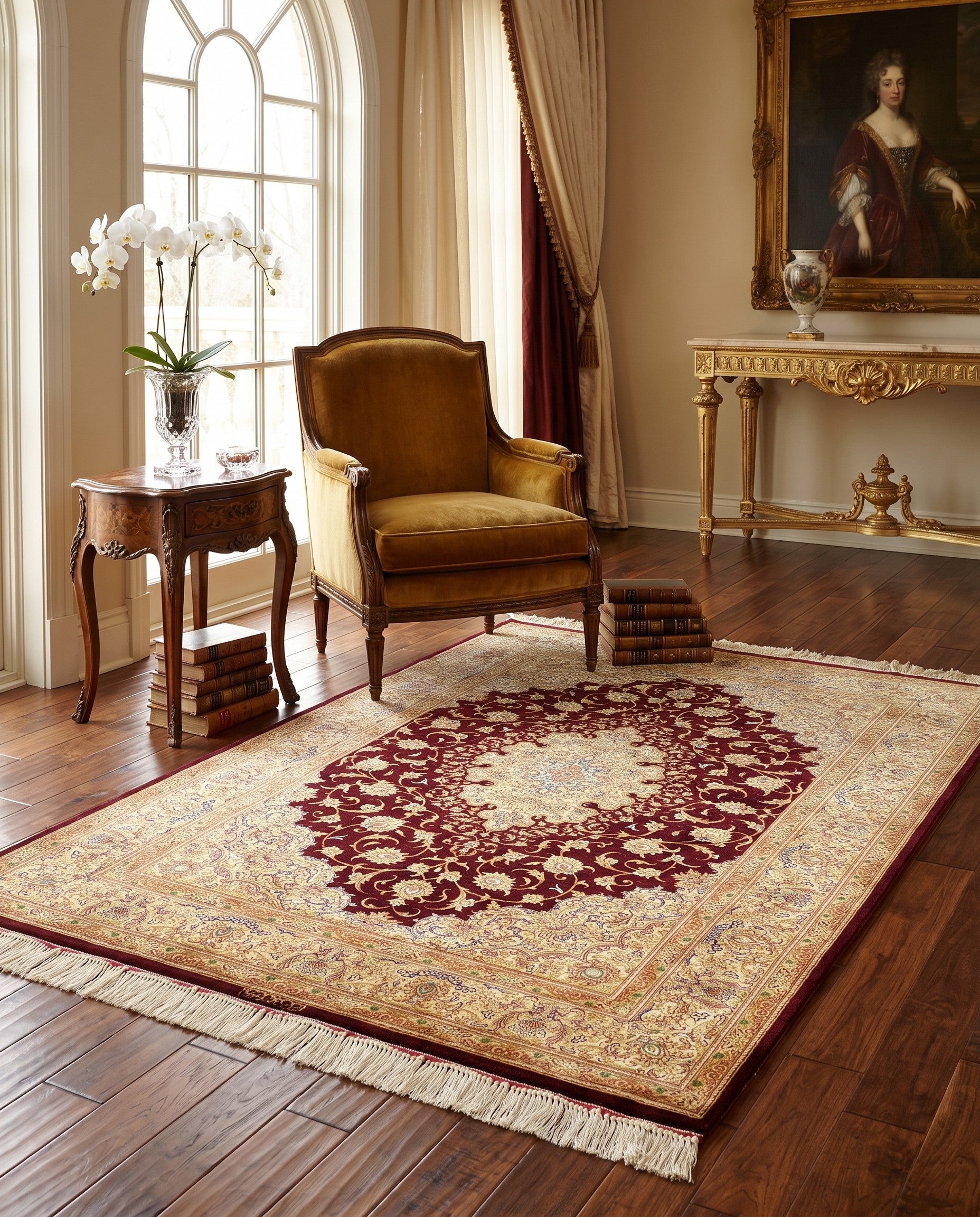 3' 5 x 4' 10 Ghom Silk Rug