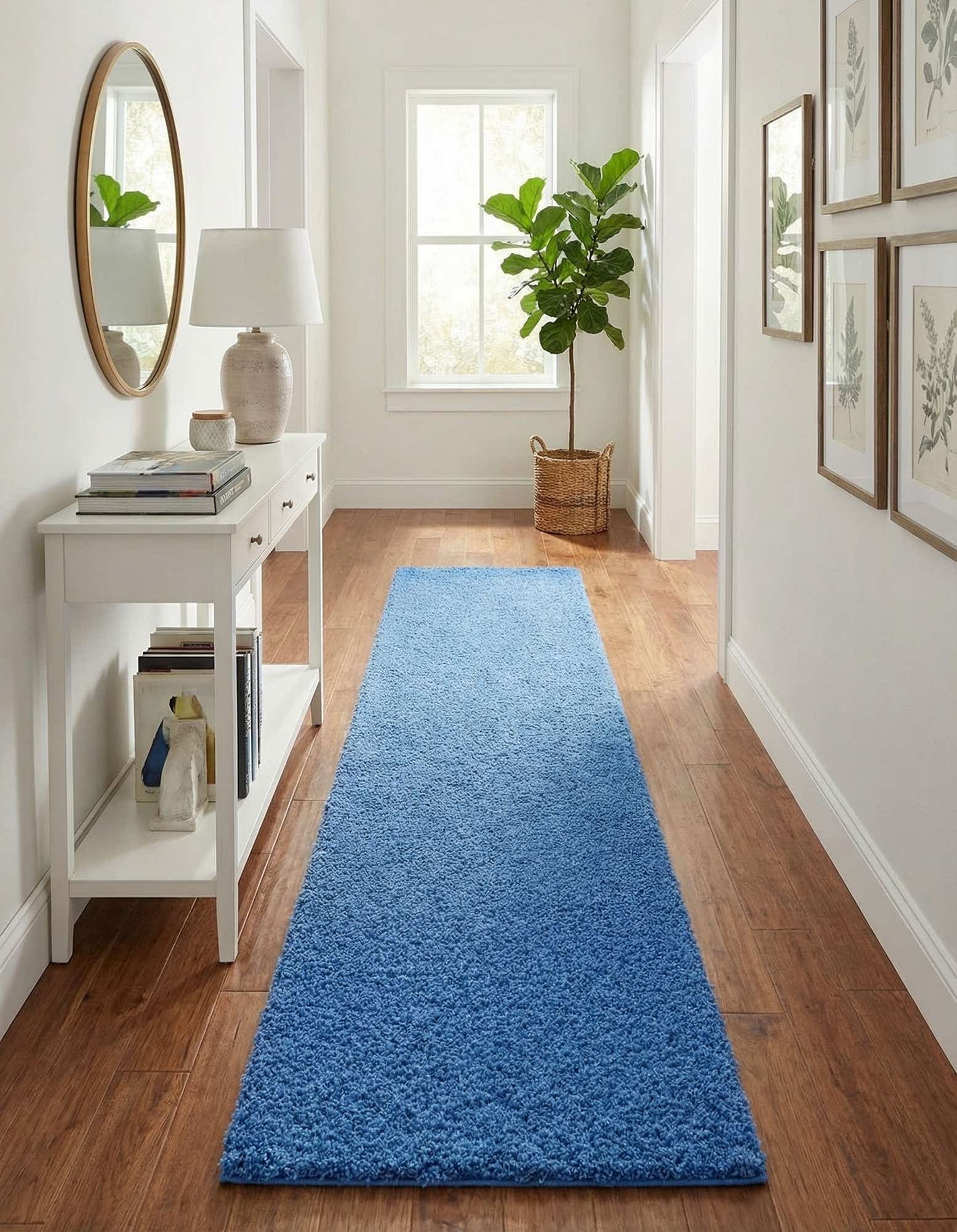2' 7 x 12' Solid Shag Runner Rug