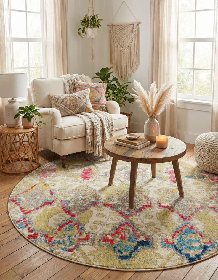 Detail image of 6' x 6' Washable Mesa Round Rug