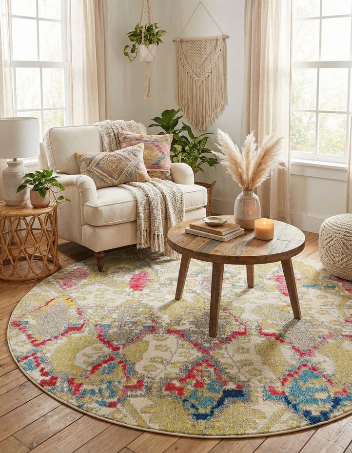 6' x 6' Washable Mesa Round Rug