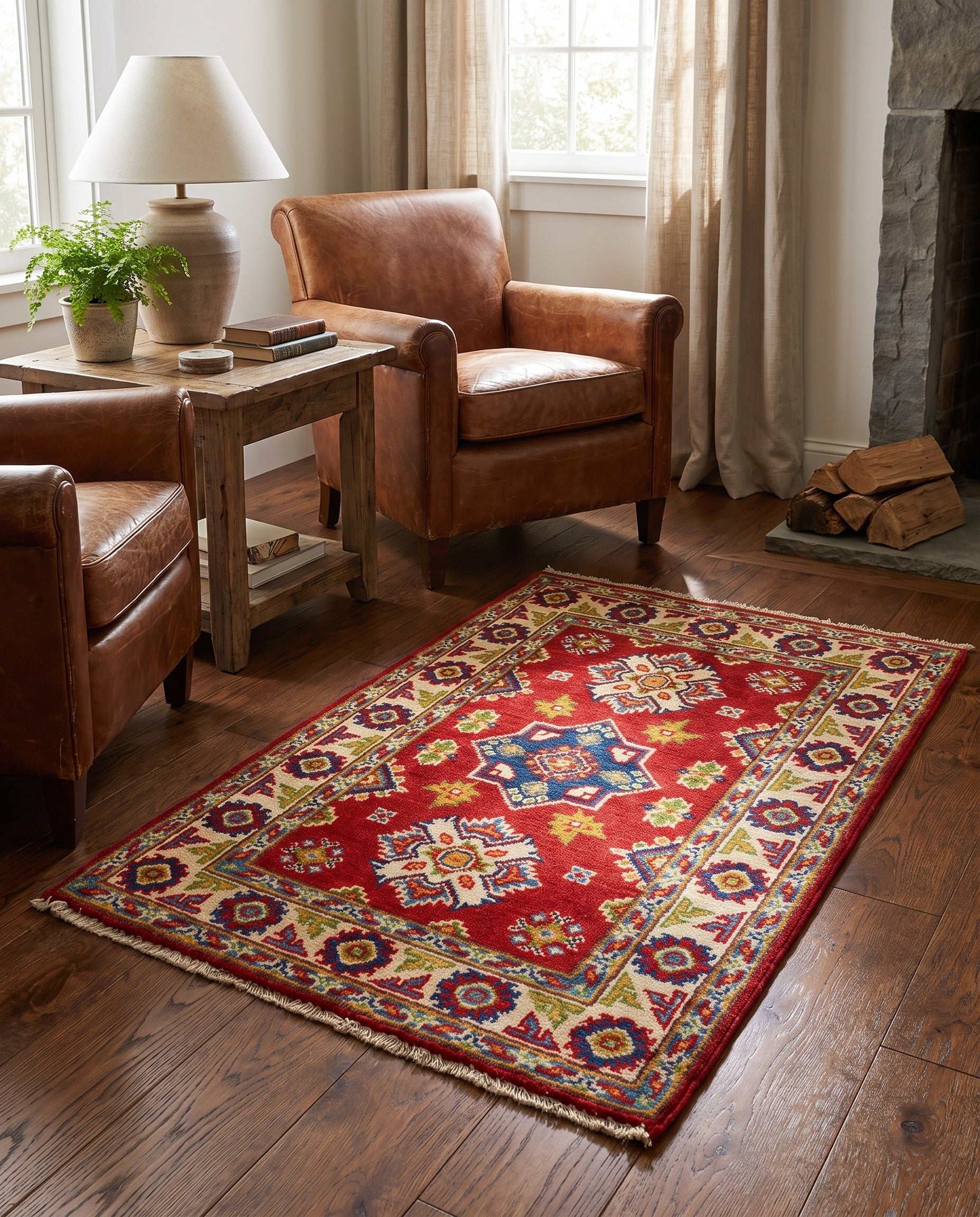 2' x 3' 1 Hand Knotted Kazak Rug