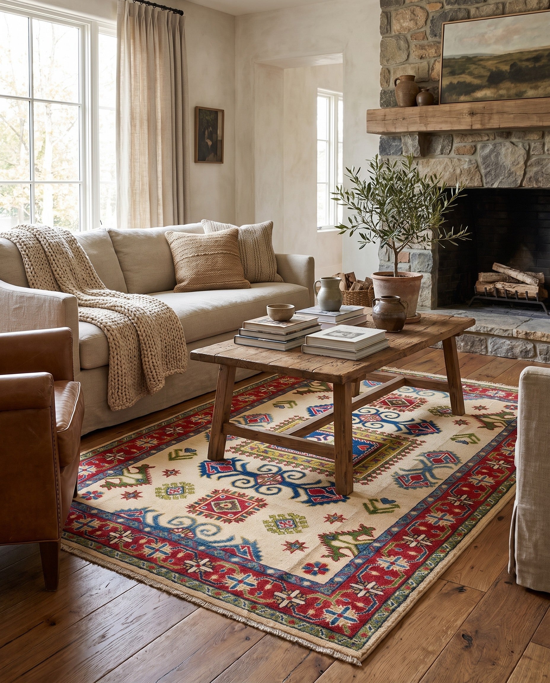 4' x 5' 11 Hand Knotted Kazak Rug