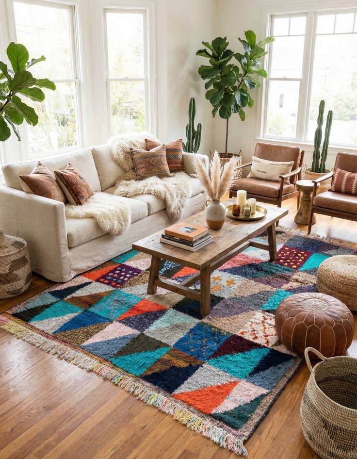 Detail image of 8' 1 x 9' 10 Hand Knotted Moroccan Wool Rug