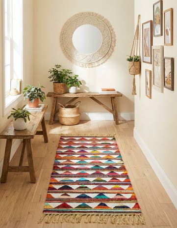 Hand Woven Chindi Trellis Runner Rug