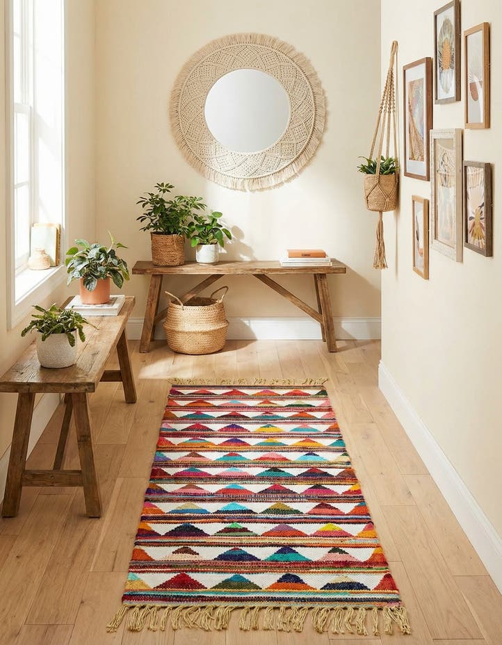 2' 2 x 6' 1 Hand Woven Chindi Trellis Runner Rug