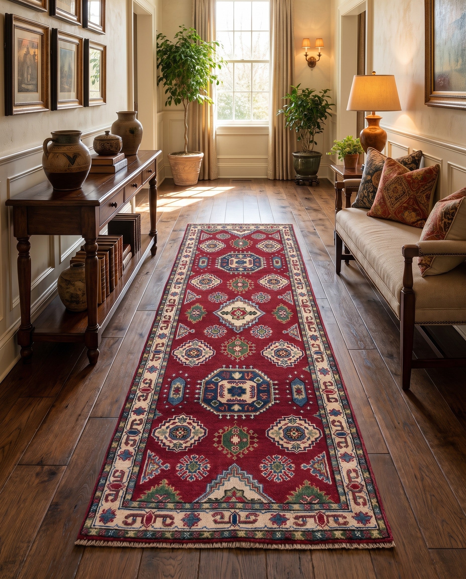 80cm x 245cm Hand Knotted Kazak Runner Rug