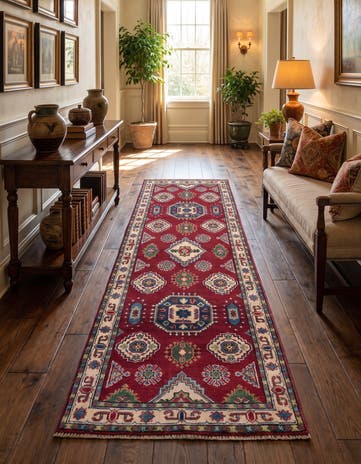 80cm x 245cm Hand Knotted Kazak Runner Rug