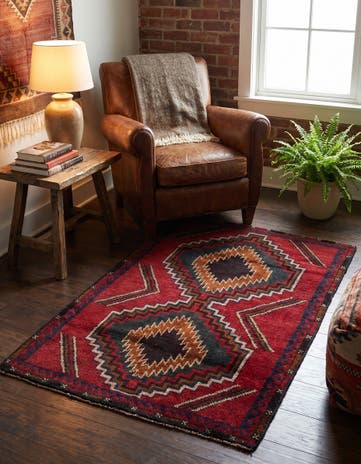 3' x 4' 5 Hand Knotted Balouch Persian Wool Rug