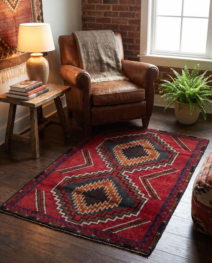 3' x 4' 5 Hand Knotted Balouch Persian Wool Rug