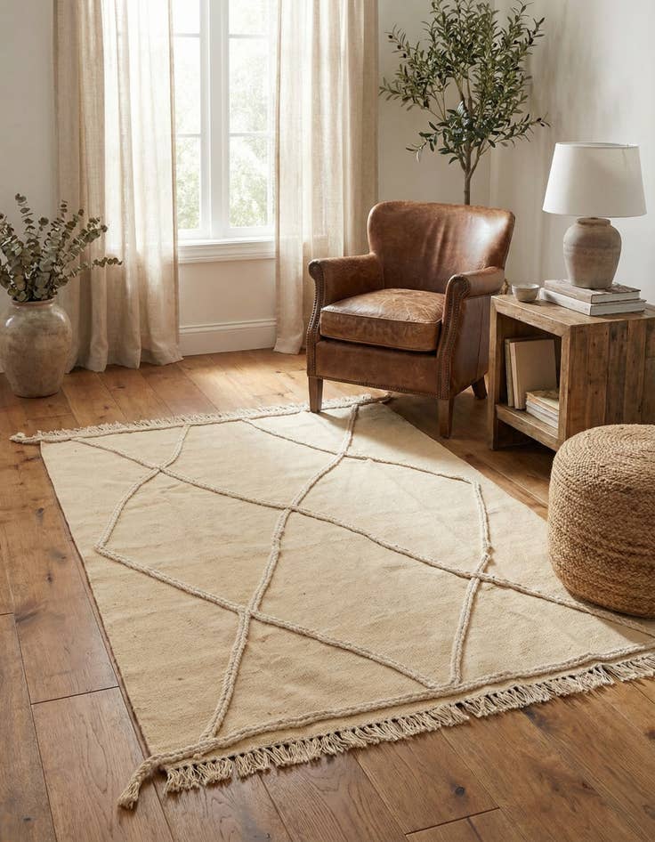 Detail image of 3' 5 x 5' Hand Woven Moroccan Wool Rug