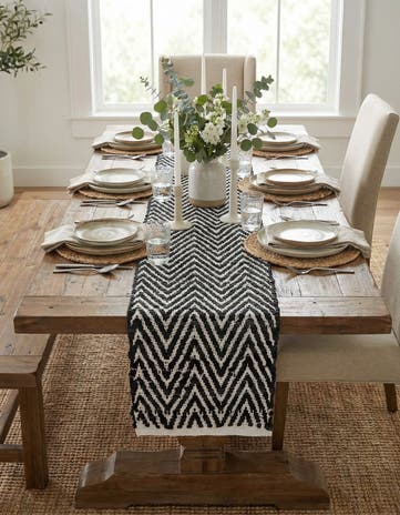 1' 2 x 8' Hand Woven Chindi Chevron Table Runner Rug