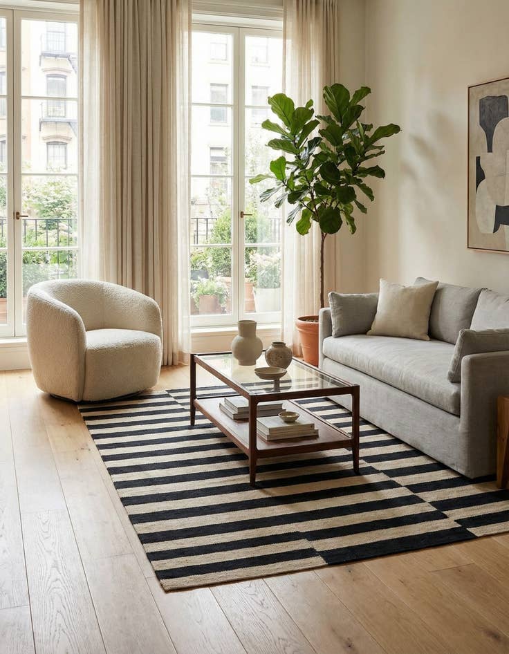 Detail image of 4' 1 x 5' 10 Hand Woven Kilim Modern Wool Rug