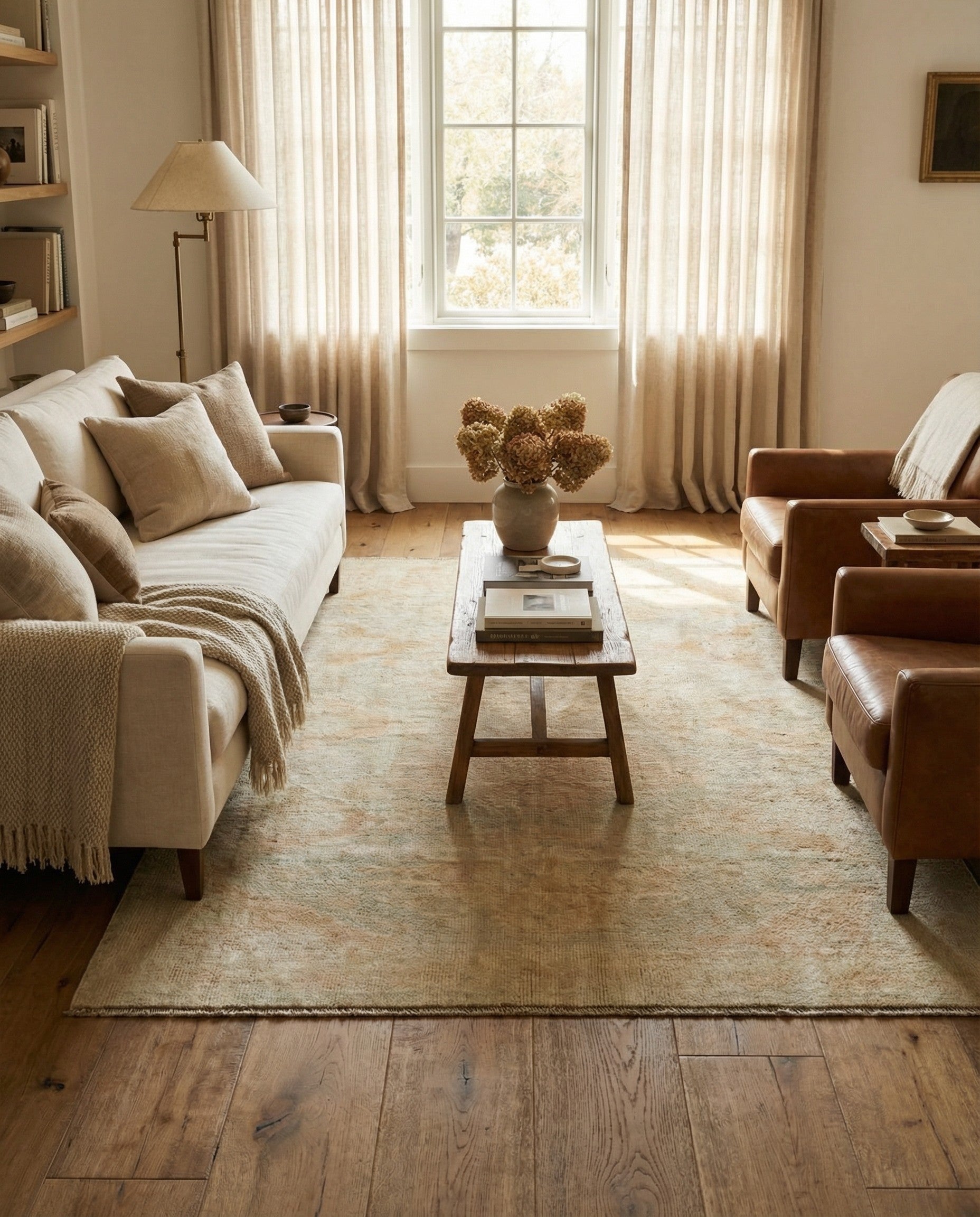 4' 2 x 6' 2 Hand Knotted Oushak Wool Rug