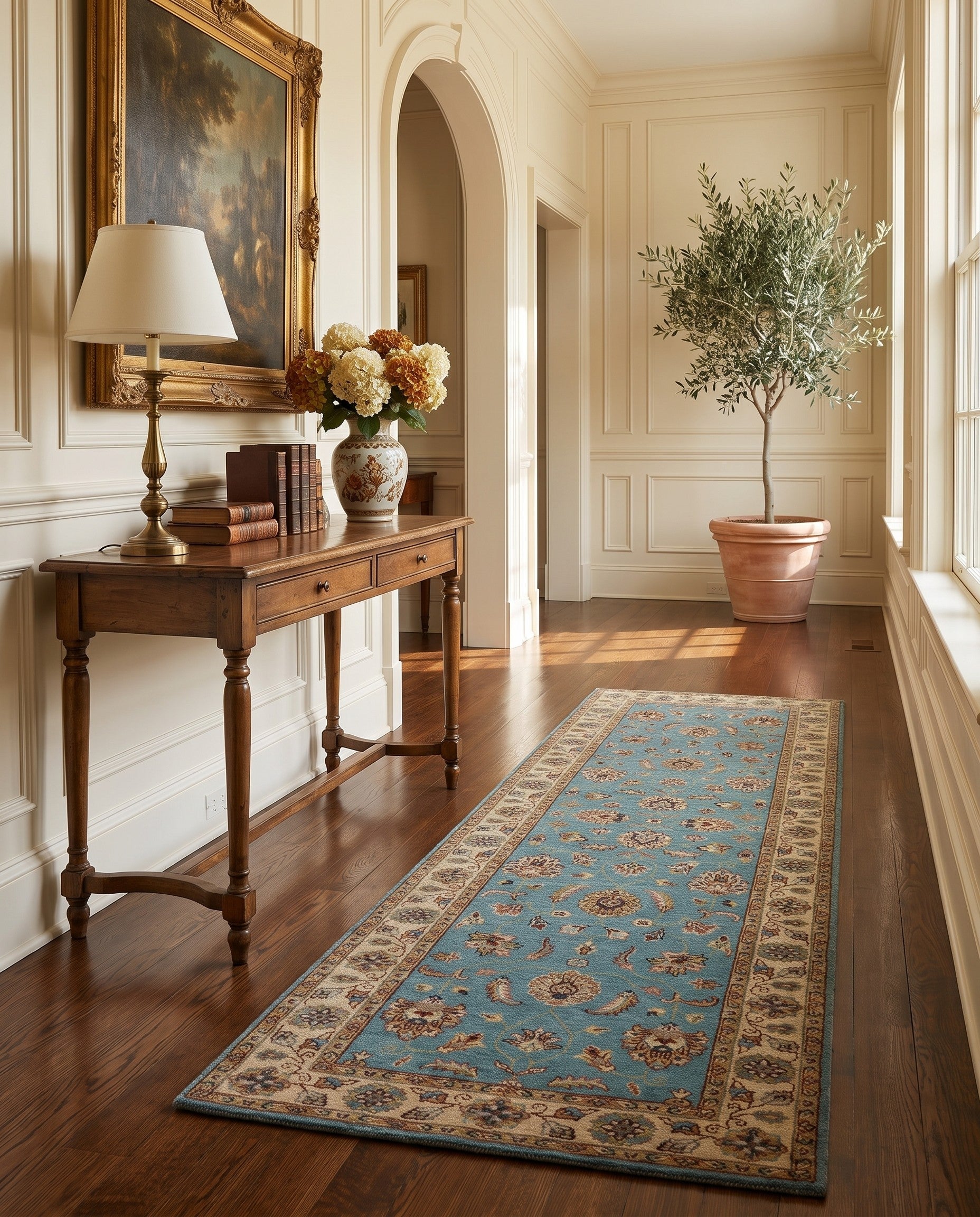 2' 9 x 8' 7 Hand Knotted Pershawar Ziegler Runner Rug