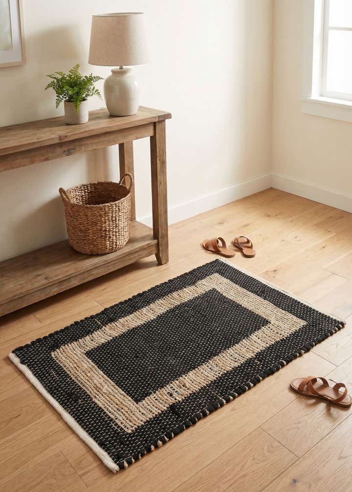 2' x 3' 1 Hand Woven Chindi Jute Rug