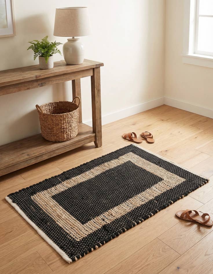 Detail image of 2' x 3' 1 Hand Woven Chindi Jute Rug