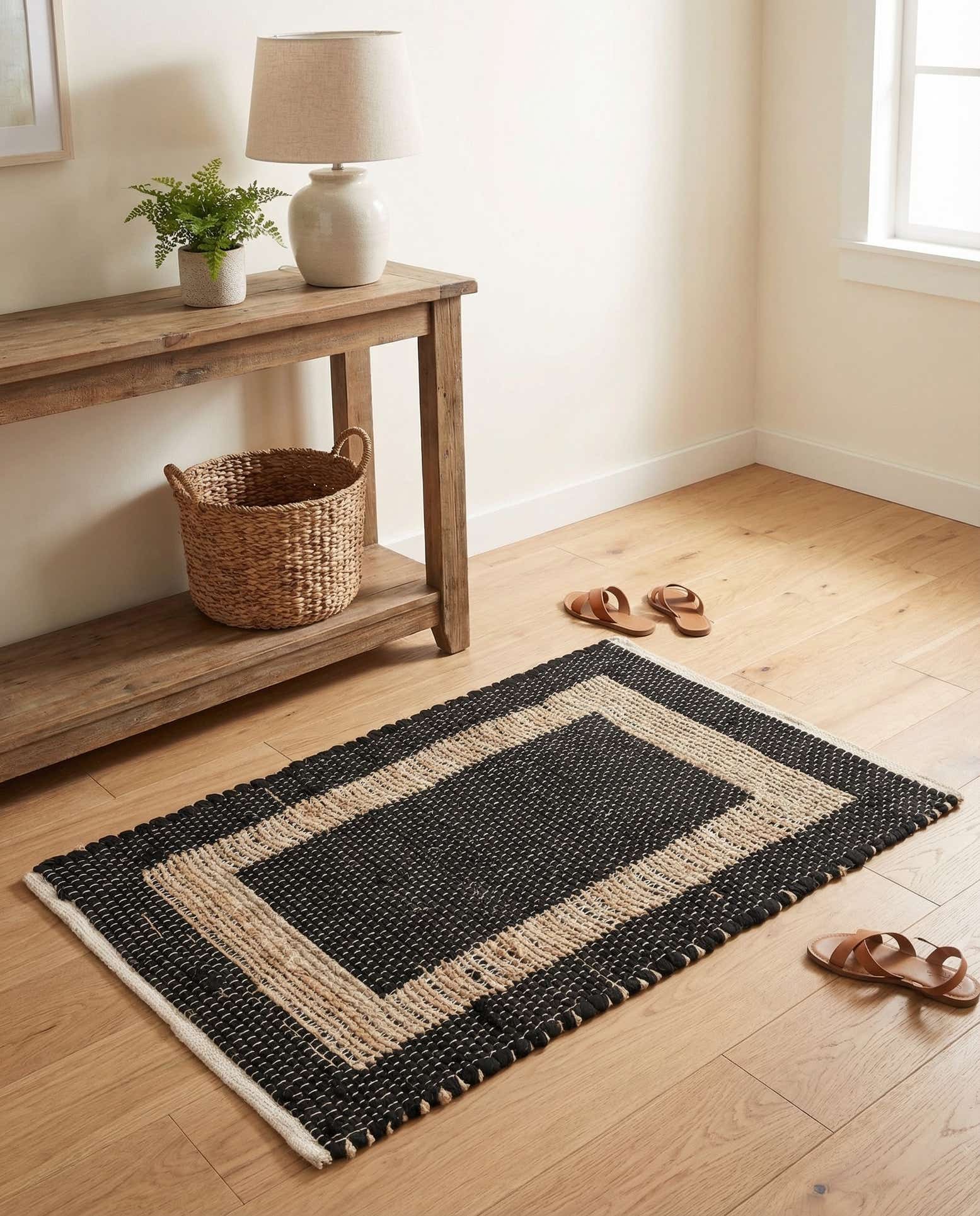 2' x 3' 1 Hand Woven Chindi Jute Rug
