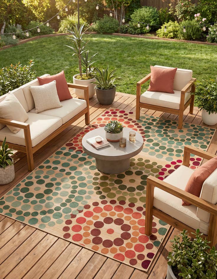 Detail image of 5' 3 x 8' Easy-Clean Modern Indoor / Outdoor Rug