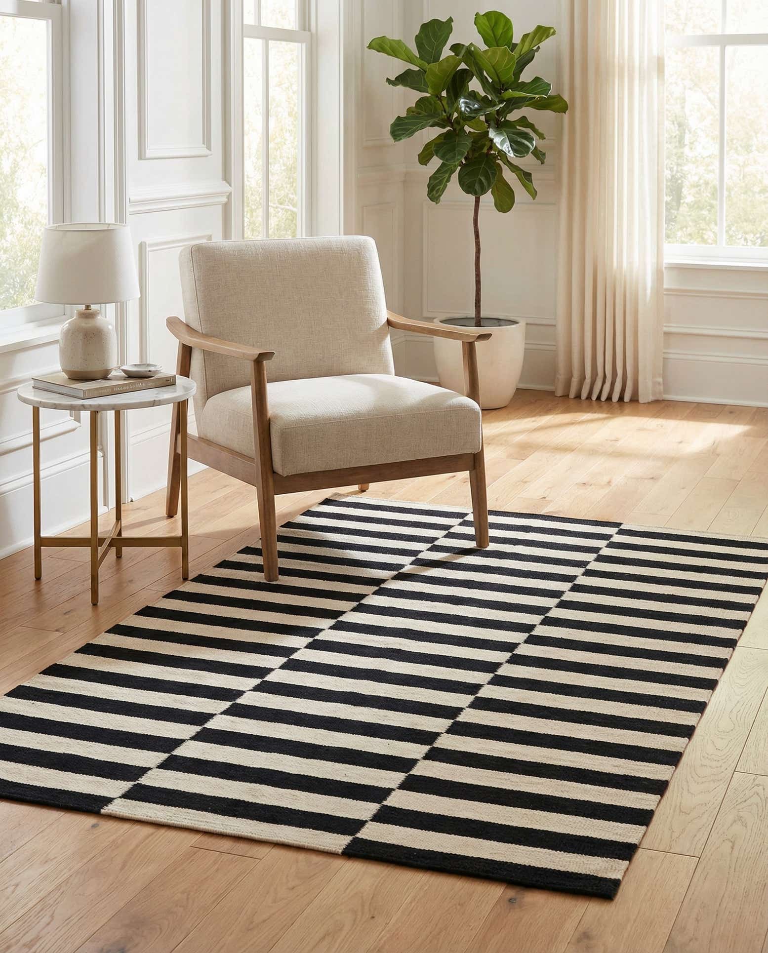 4' 2 x 5' 11 Hand Woven Kilim Modern Wool Rug