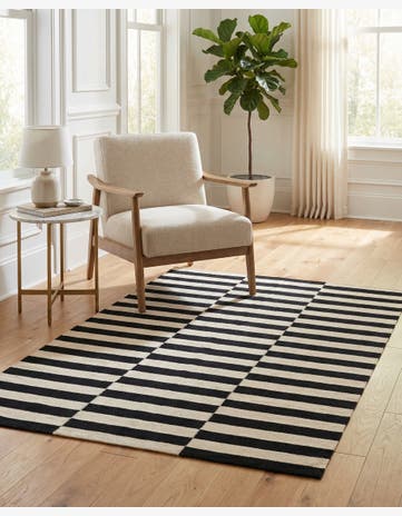 4' 2 x 5' 11 Hand Woven Kilim Modern Wool Rug