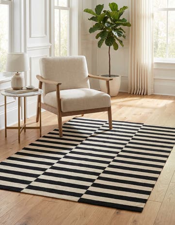 4' 2 x 5' 11 Hand Woven Kilim Modern Wool Rug