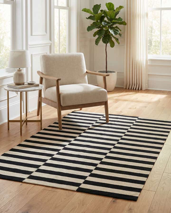 4' 2 x 5' 11 Hand Woven Kilim Modern Wool Rug