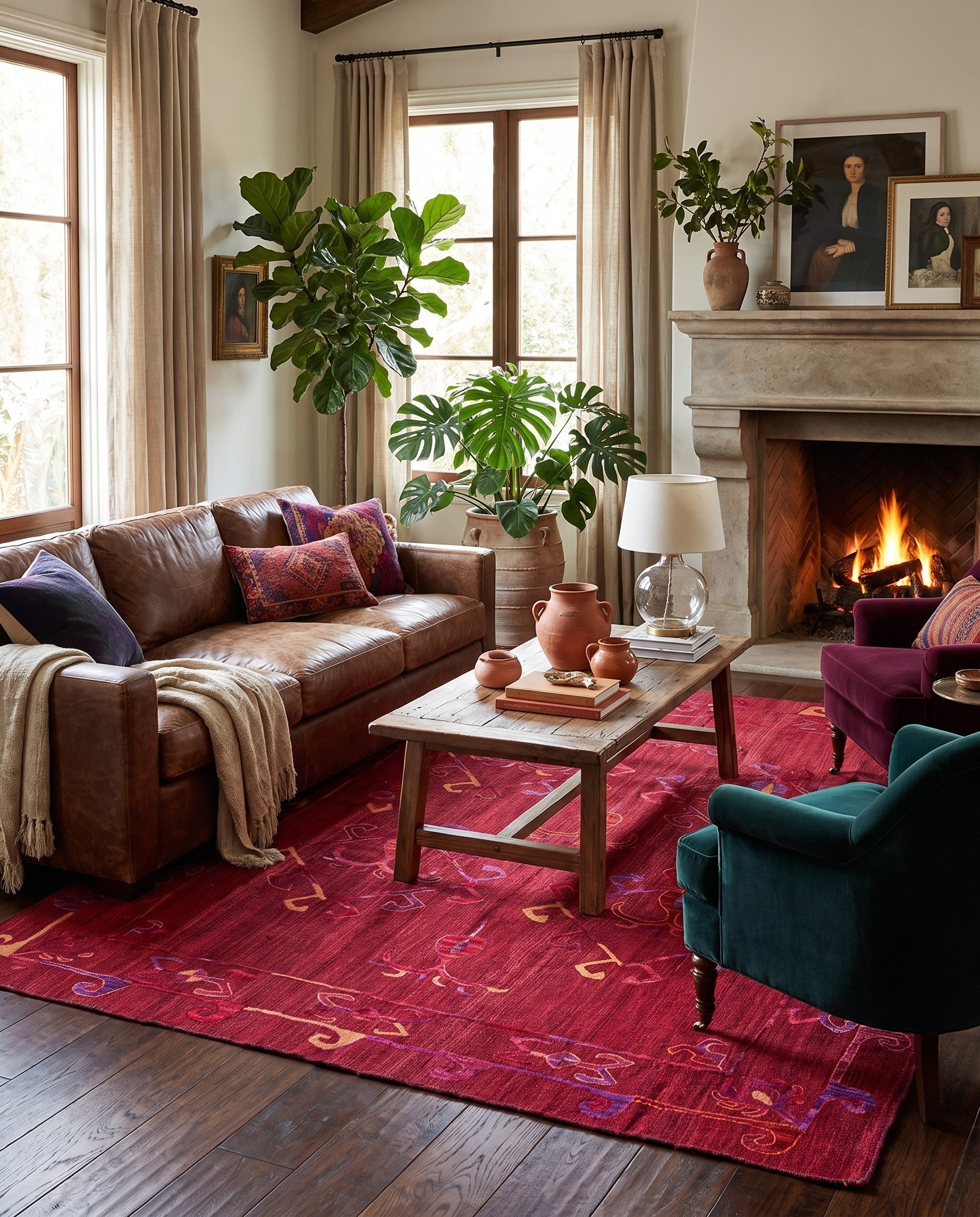 5' 10 x 7' 4 Hand Woven Kilim Suzani Wool Rug