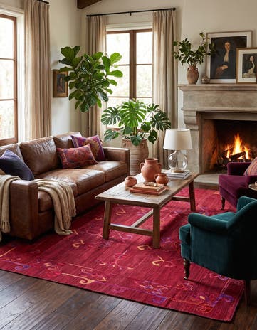 5' 10 x 7' 4 Hand Woven Kilim Suzani Wool Rug