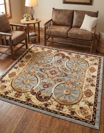Blue Pioneer Square Rug