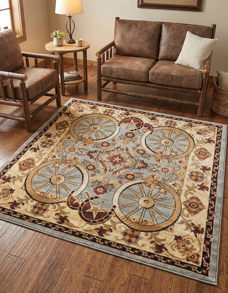 Detail image of 5' 3 x 5' 3 Pioneer Square Rug