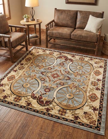 Blue Pioneer Square Rug