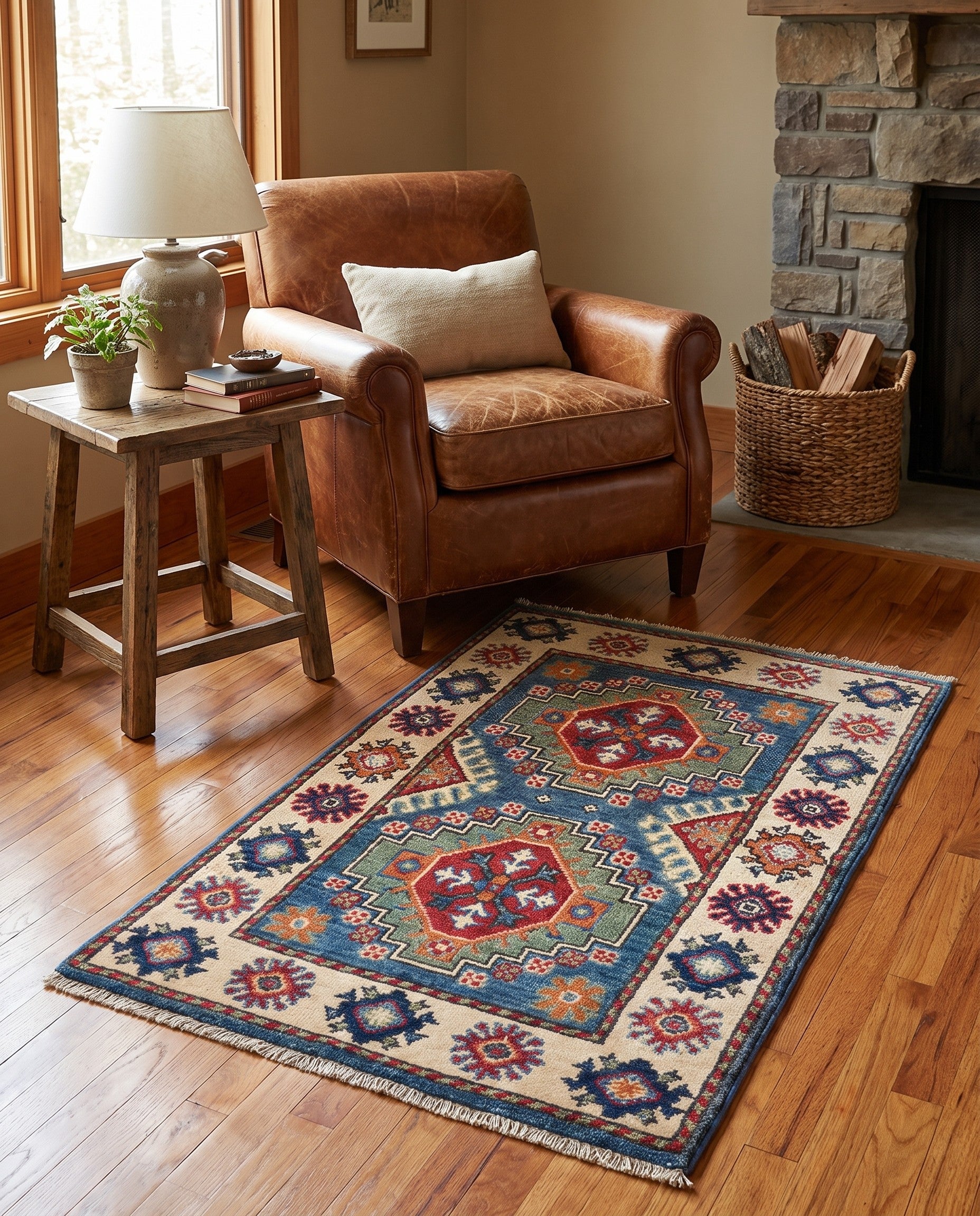 2' x 3' 1 Hand Knotted Kazak Rug