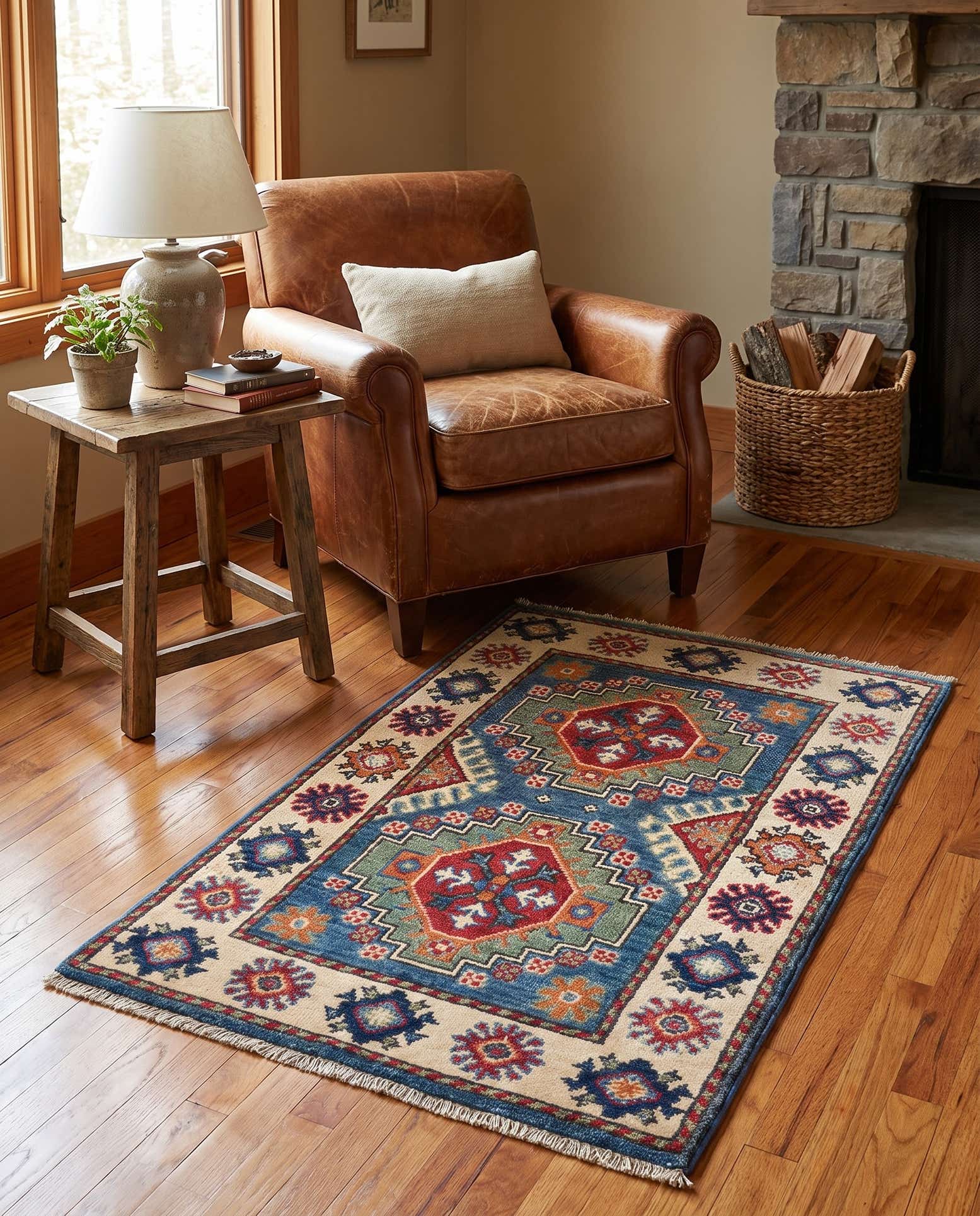 60cm x 95cm Handgeknüpft Kazak Teppich