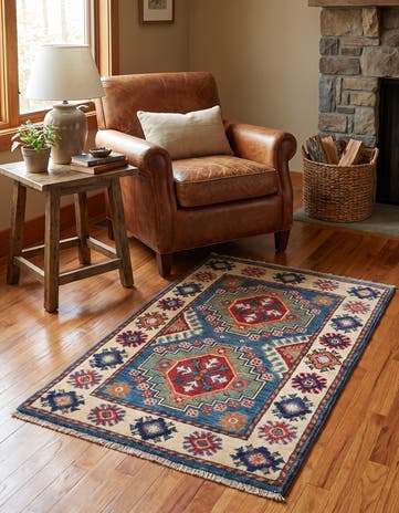 2' x 3' 1 Hand Knotted Kazak Rug