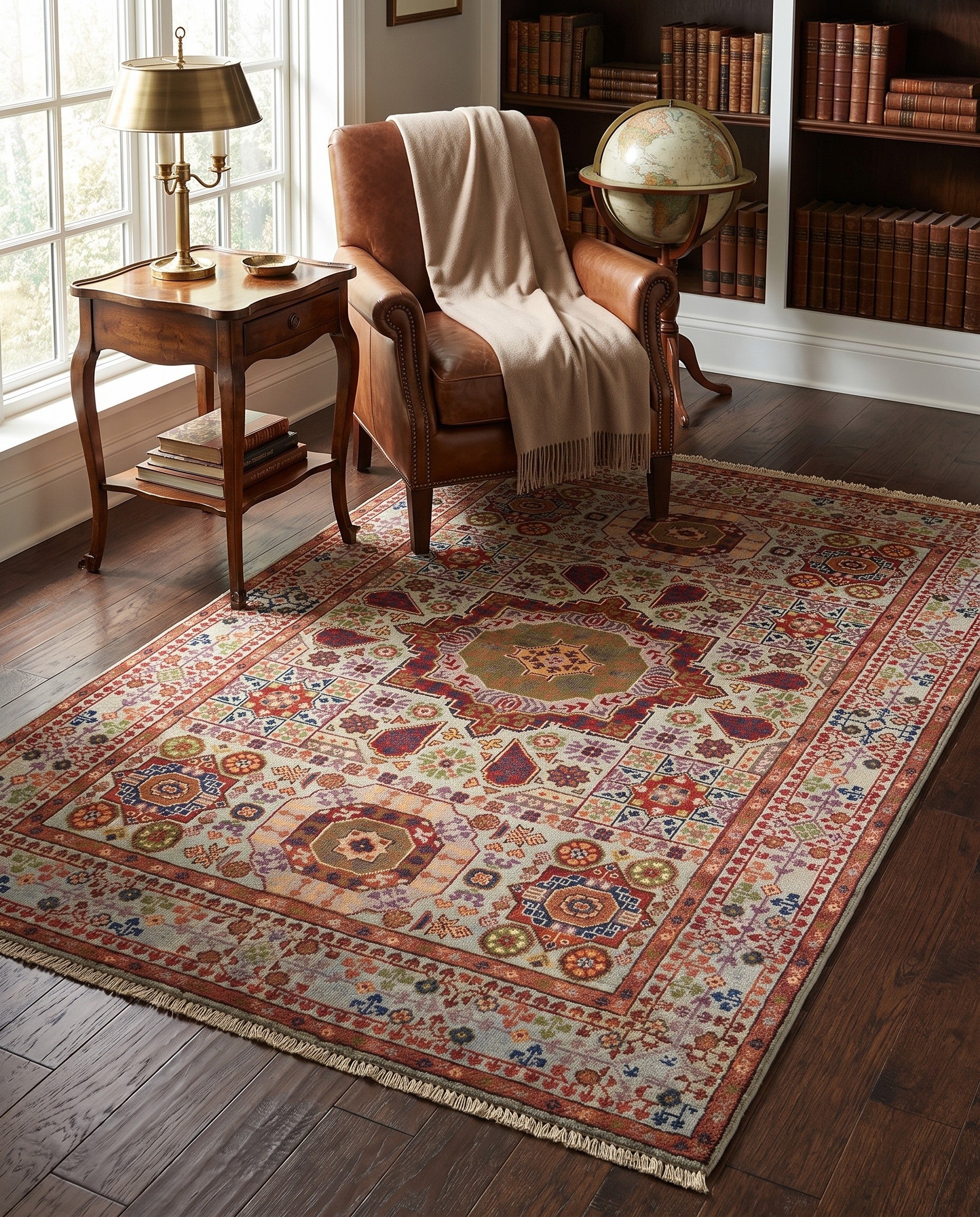 3' 5 x 5' Hand Knotted Mamluk Ziegler Rug
