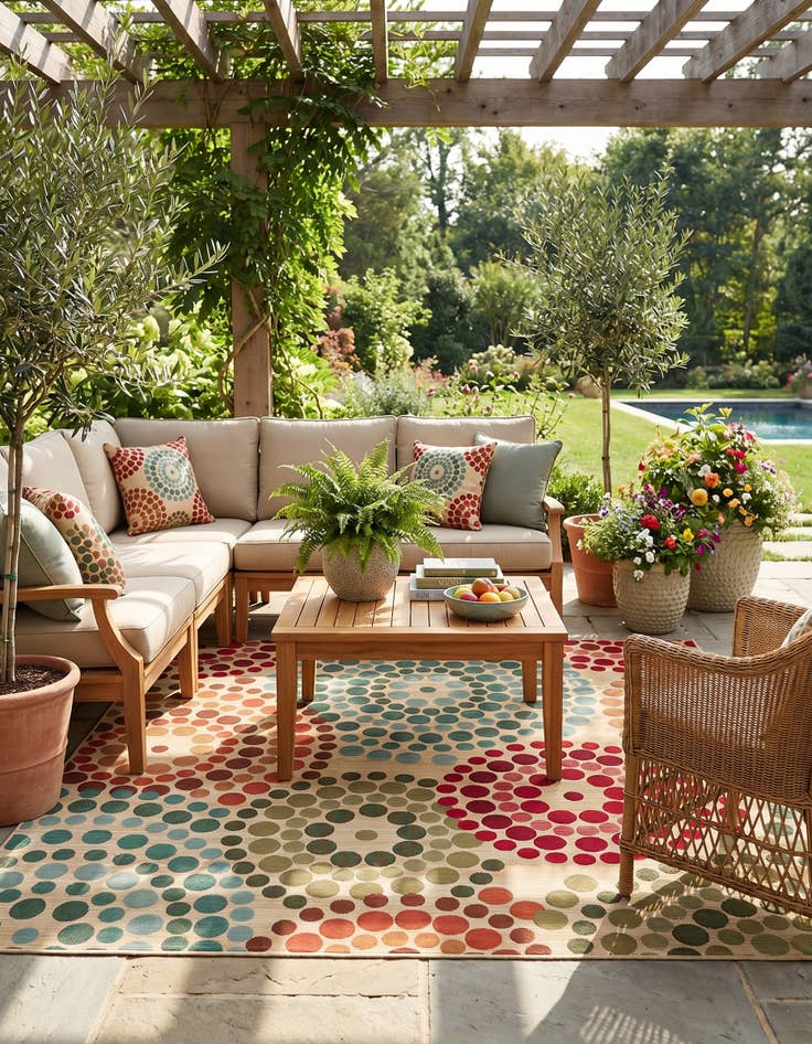 Detail image of 7' 10 x 7' 10 Easy-Clean Modern Indoor / Outdoor Square Rug