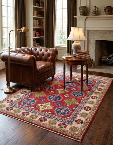 5' 1 x 6' 11 Hand Knotted Kazak Rug