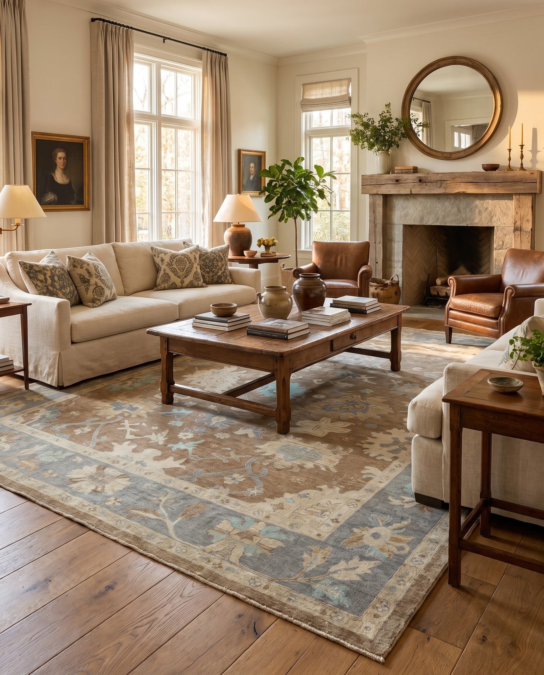 12' 4 x 14' 2 Hand Knotted Oushak Wool Rug