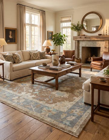 12' 4 x 14' 2 Hand Knotted Oushak Wool Rug