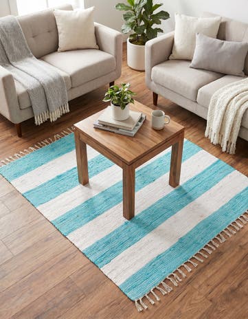 5' 1 x 5' 1 Hand Woven Chindi Rag Square Rug