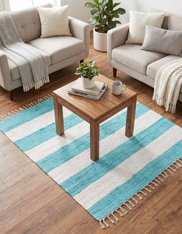 5' 1 x 5' 1 Hand Woven Chindi Rag Square Rug